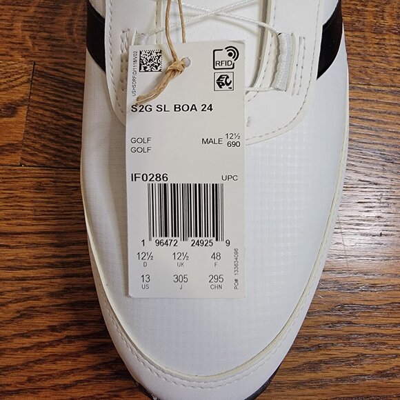 adidas S2G BOA 24 Men's Golf Shoes, IF0286, White w Black, New in Box, US 13 - Picture 10 of 15
